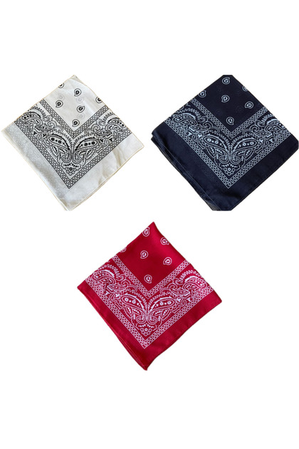 100% Cotton Classic Pattern Unisex 3-Piece Bandana Set Colorful Bandana Ethnic Patterned a Quality Bandana