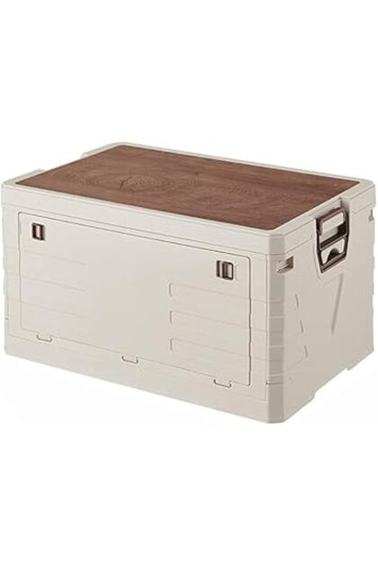 25.5L Foldable Camping Storage Box with Side Buckles & Handles for Outdoor Gear, Toys, Kitchen Use
