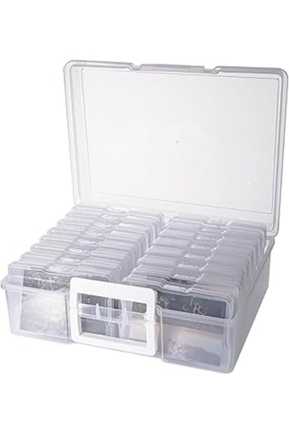 Acrylic Photo Storage Box – 16pcs 4x6 Transparent Cases with Handle for Cards, Photos & Crafts