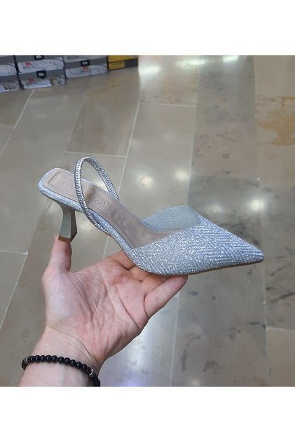Women's Thin Heel Gold-Silver Glitter Tulle Rubber Wear Evening Dress Slippers-Shoes