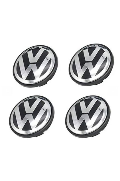 Комплект от 4 централни капачки за джанти Volkswagen, 65 мм, за алуминиеви джанти, черни/сребристи (3B7601171)