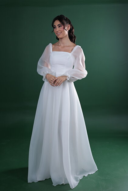 berissima bride Eros Square Neck Balloon Sleeve Wedding Dress, Helen  Wedding Dress- Trendyol