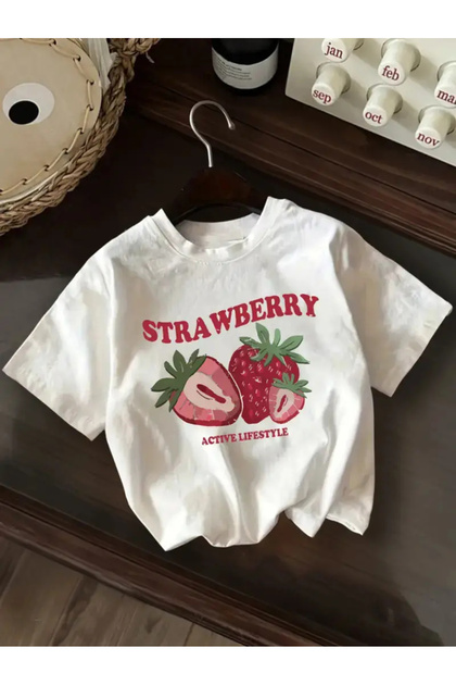 Strawberry Printed T-Shirt for Girls