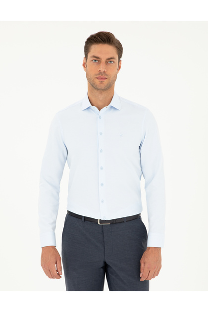 Cămașă albastru deschis, croială slim, cu mânecă lungă 50282965-VR003