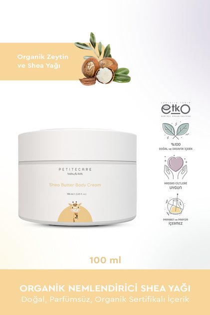 Organic Baby and Child Moisturizing Shea Butter, Tested on Sensitive Skin, Natural, Fragrance-Free, Organic Certified Content, 100 ml