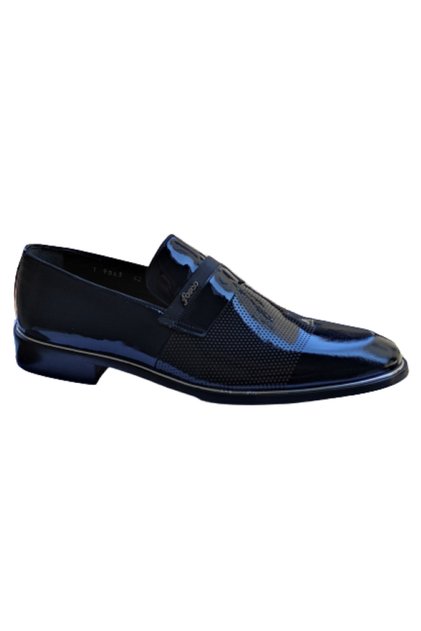 9063 حذاء كلاسيكي من الجلد باللون الأزرق الداكن بدون دانتيل للرجال
