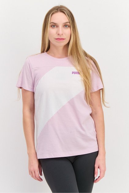 Women Sportswear Fit Short Sleeve Training Top, Lavender/White