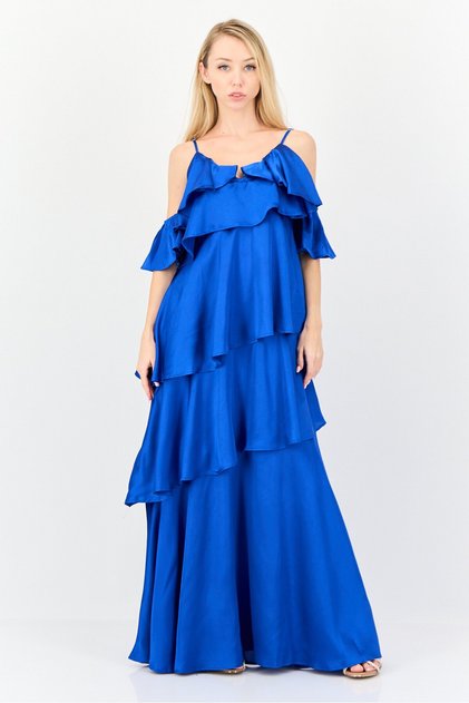 Women Plain Maxi Dress, Dark Blue
