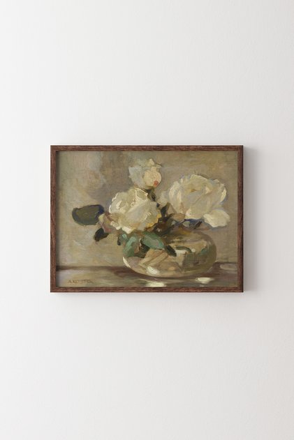 Floral Still Life - Wooden Patterned Frame