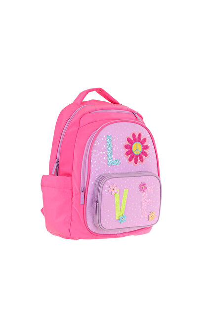 Kids Glitter Love Patterned Girl's Four Compartment School Bag - L5211