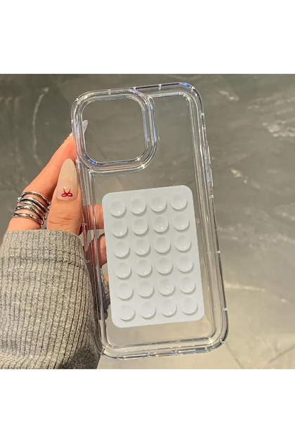 iPhone 14 Pro Max Vantuzlu Şeffaf Kapak Yanları Şişko Darbeye Dayanıklı Koruyucu Kılıf