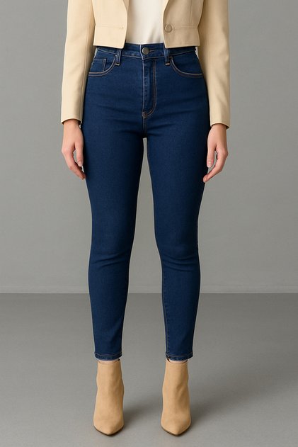 Jennie Kadın Lacivert Süper Skinny Fit Esnek Likralı Yüksek Bel Denim Jean Kot Pantolon