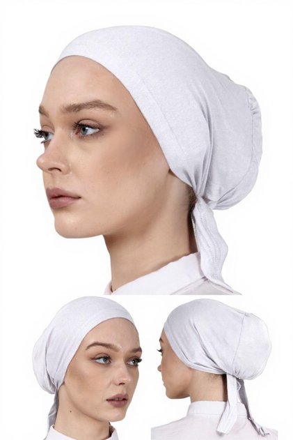Classic Combed Cotton Bonnet with Front Stitching - Classic Cotton under Bonnet for Hijab - White