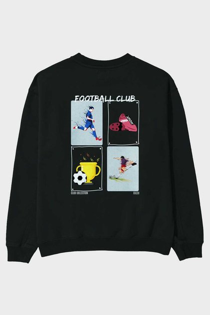 Football Club Back Printed Black Oversize Sweatshirt Men Women Unisex