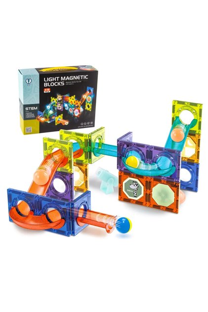 Set Educativ si Creativ Magnetic Luminos, cu 49 Piese, Traseu Bile, "LikeSmart Light Magnetic World"
