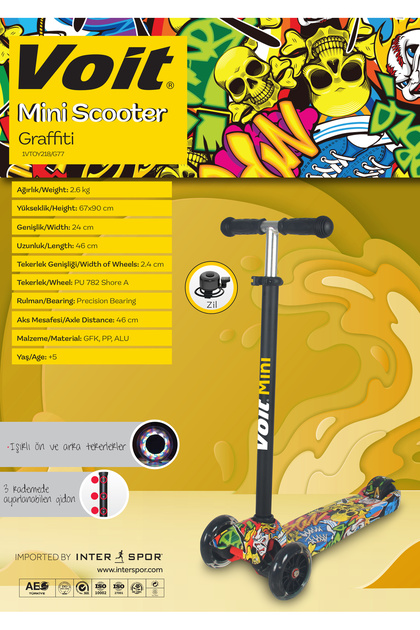 Voit 218 IŞIKLI 3 TEKER SCOOTER GRAFFITI 77 - Fiyatı, Yorumları