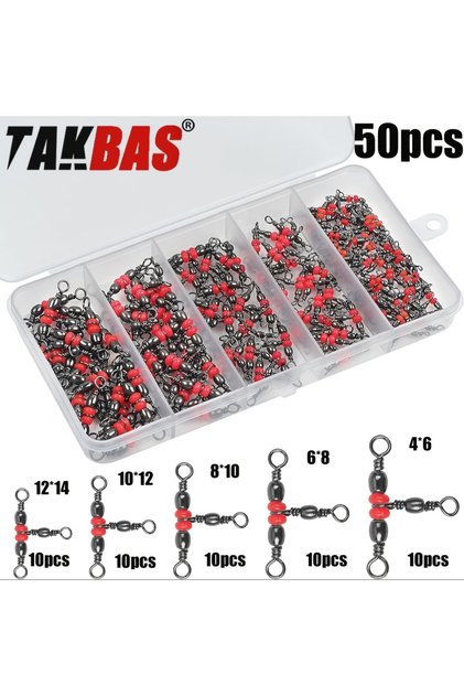 50pcs 3 Three Way Swivels,Triple Swivel T-Shape Barrel Swivel, Fishing Tackle Connector Fishing Line