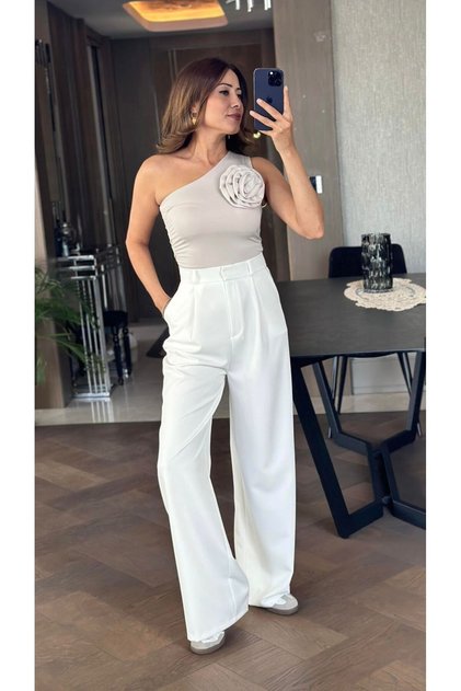Aura>>>>Women's High Belt Pocket and Pleated Double Fabric Pants (New Season)