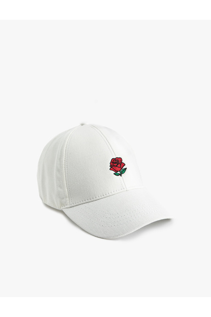 Rose Embroidered Cotton Cap Hat