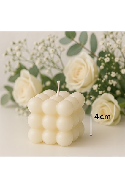 Beyaz Bubble Mum – El Yapımı, Doğal Görünümlü Dekoratif Tekli Mum