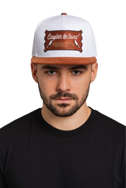 Cayler&Sons Finest Cuts Embroidered Adjustable Rapper Brown White Hip Hop Cap