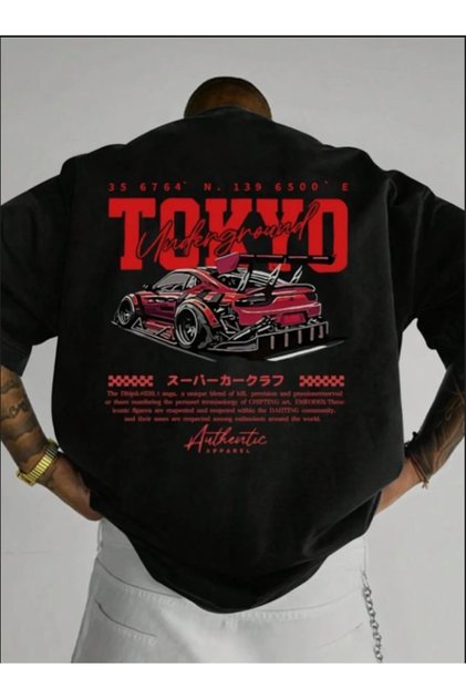 TOKYO DRİFT Baskılı Oversize T-shirt