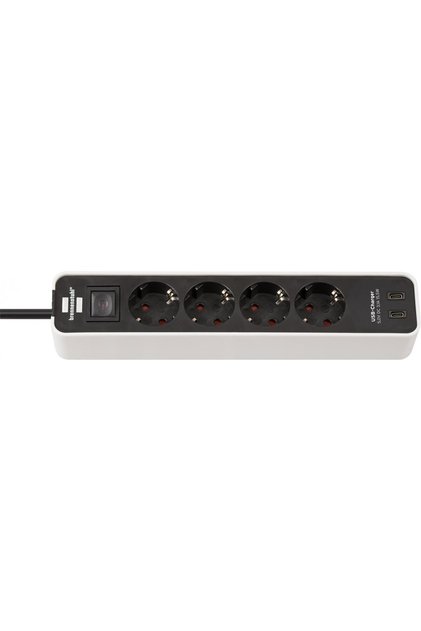 Prelungitor Ecolor 4 prize, 2xUSB-C, 1.5m Negru Alb