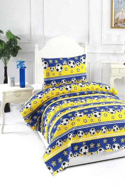Ultrasonic Quilted Champion Single Bedspread Yellow Navy Blue