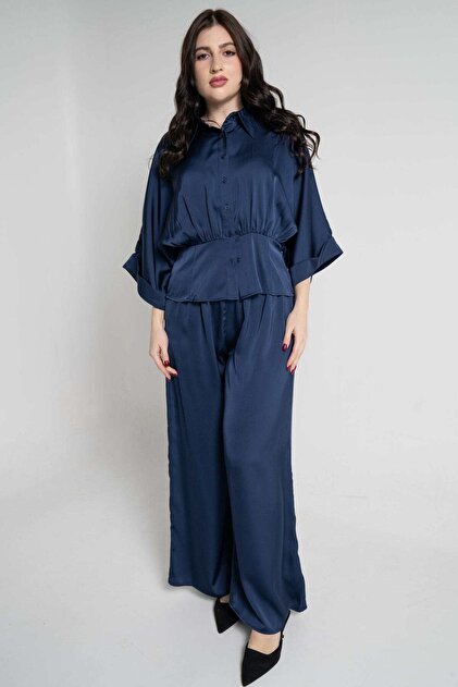 Women's Solid Long Pants with Elastic Waistband
