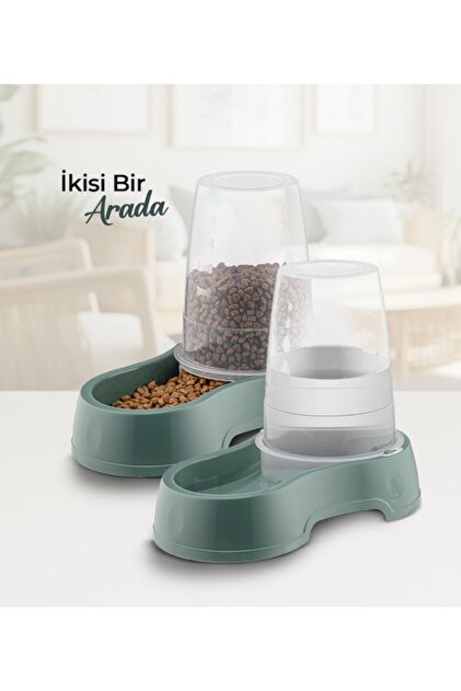 Gondol pet hazneli mama ve su kabı 1,5 lt..kedi köpek mama ve su