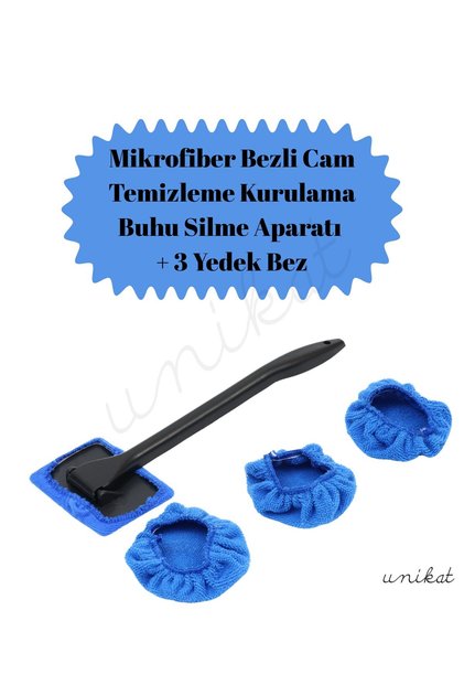Mikrofiber Bez Cam Temizleme Aparatı 3 Adet Yedek Başlıklı