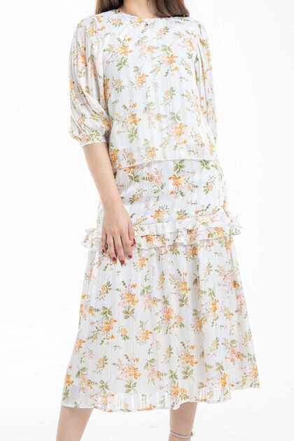 Women's High-Waisted Floral Midi Skirt