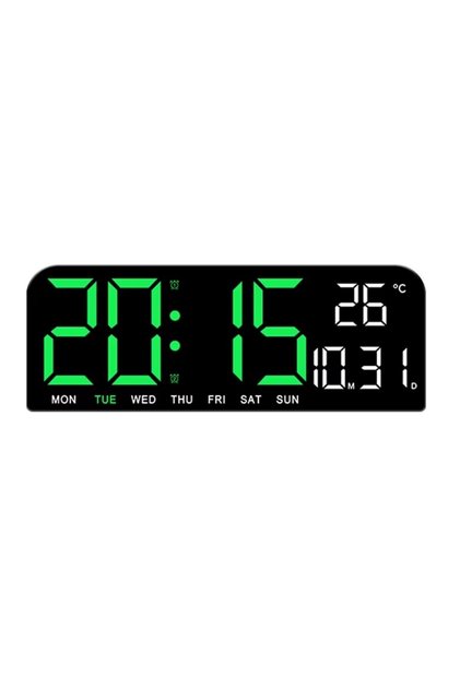 Ceas de perete digital, cu lumină LED reglabilă, alarmă, umiditate, temperatură, cronometru, 9x3x24 cm