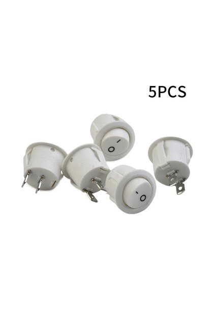 5 × محطات صغيرة مستديرة بيضاء ذات 2 سنون SPST مفتاح تشغيل وإيقاف تشغيل سريع 20 مم 12 فولت لسيارة تخييم/سيارة منزلية.