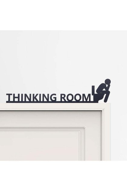 Wooden Wall Art With Self Adhesive Base - Black (Thinking Room)