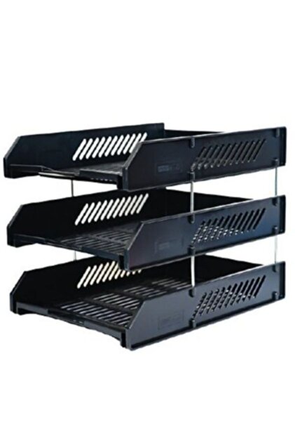 Luxury 3-Tier Document Organizer - Elegant Black Design for Office and Home