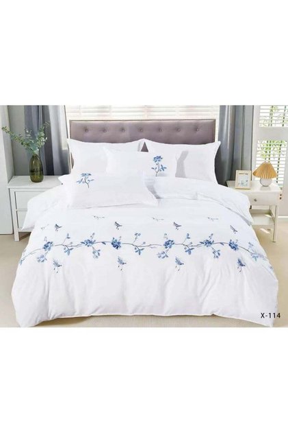 6Pc Cotton King Size Floral Embroidered Royalty Collection Comforter Set