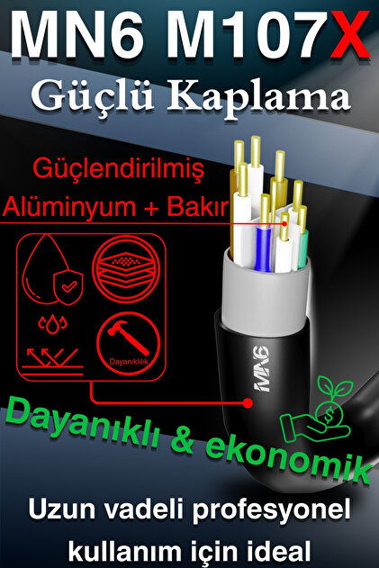 MN6 M107x 15 Metre Internet Kablosu/Iki Kat Korumalı-15M Ethernet