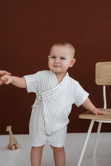 2 Layers Muslin Baby Kids Kimono Romper - Short Jumpsuit | Line Series