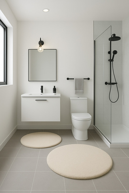 Modern Non-Slip Base Round Decorative Bathroom Mat Toilet Seat Set 80X80-60X60 cm