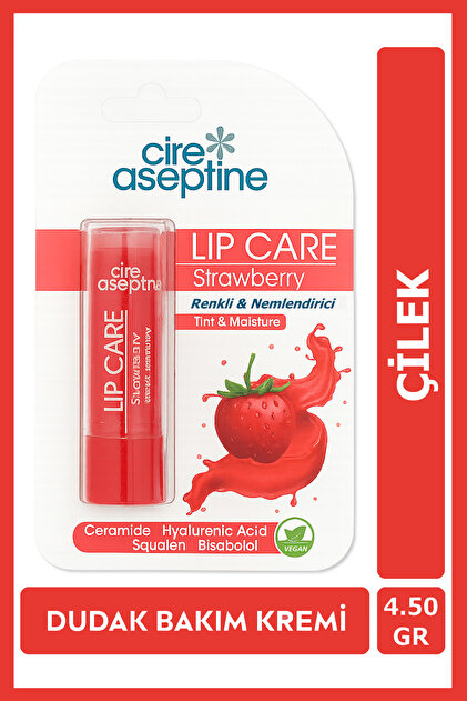 Cire Aseptine Lip Care Strawberry (Çilek) Renkli Dudak