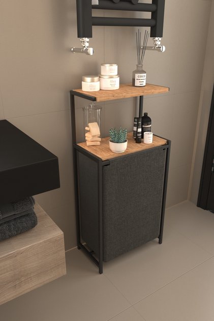 Çamaşır Sepeti Kirli Sepeti Ahşap Banyo Dolabı Büyük Boy Geniş Kirli Sepeti