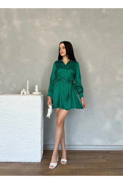 Belted jacquard women’s mini dress
