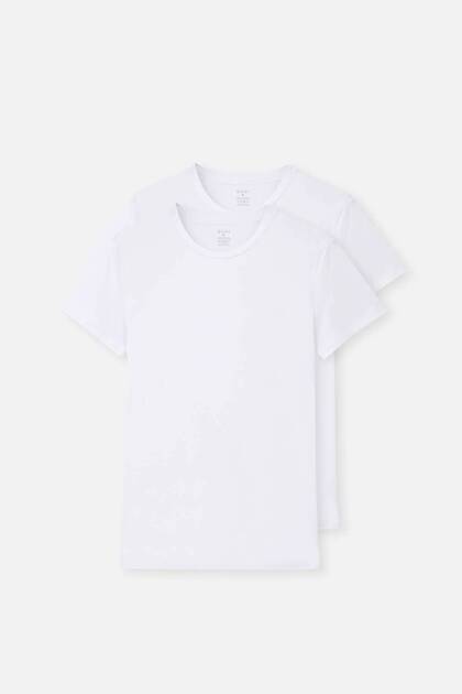 Beyaz Compact O Yaka 2'li T-Shirt