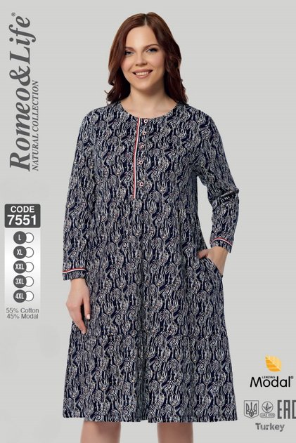Women's Button Detailed Patterned Dress 7551