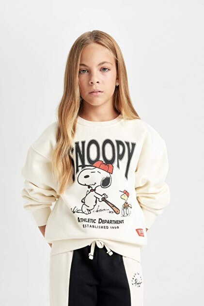 snoopy197944様 Defacto Kız Çocuk Snoopy Oversize Geniş Kalıp Bisiklet Yaka
