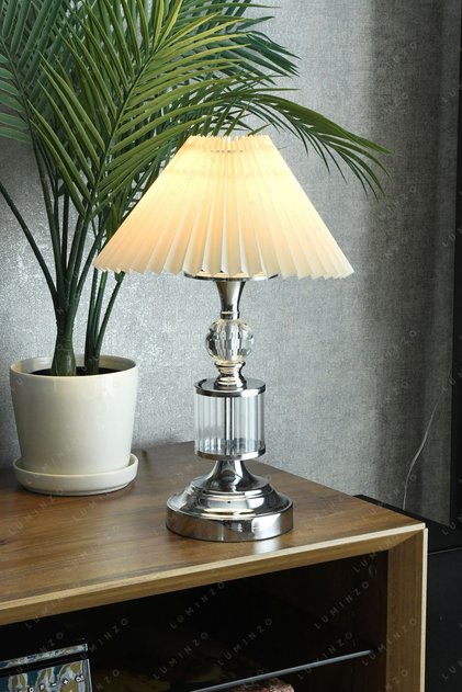 Carlot Modern Kristal Taş Detaylı Dekoratif Abajur 1 Adet Gümüş