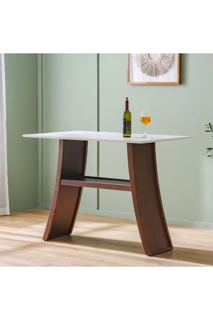 Aurelia Solid Wood Bar Counter - Walnut/Beige