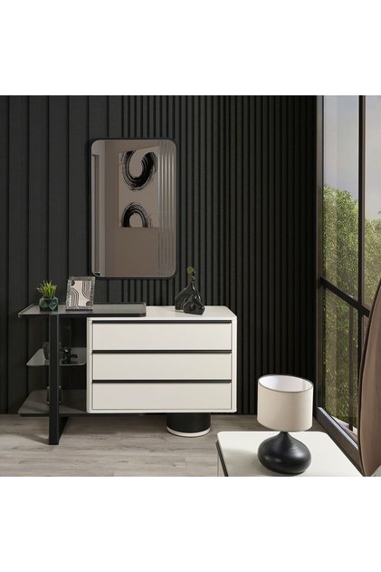 Jehangir White And Black Dresser With Mirror And 2-Year
