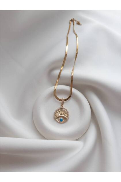Steel Italian Crushed Chain Evil Eye Beaded Necklace - Steel Necklace